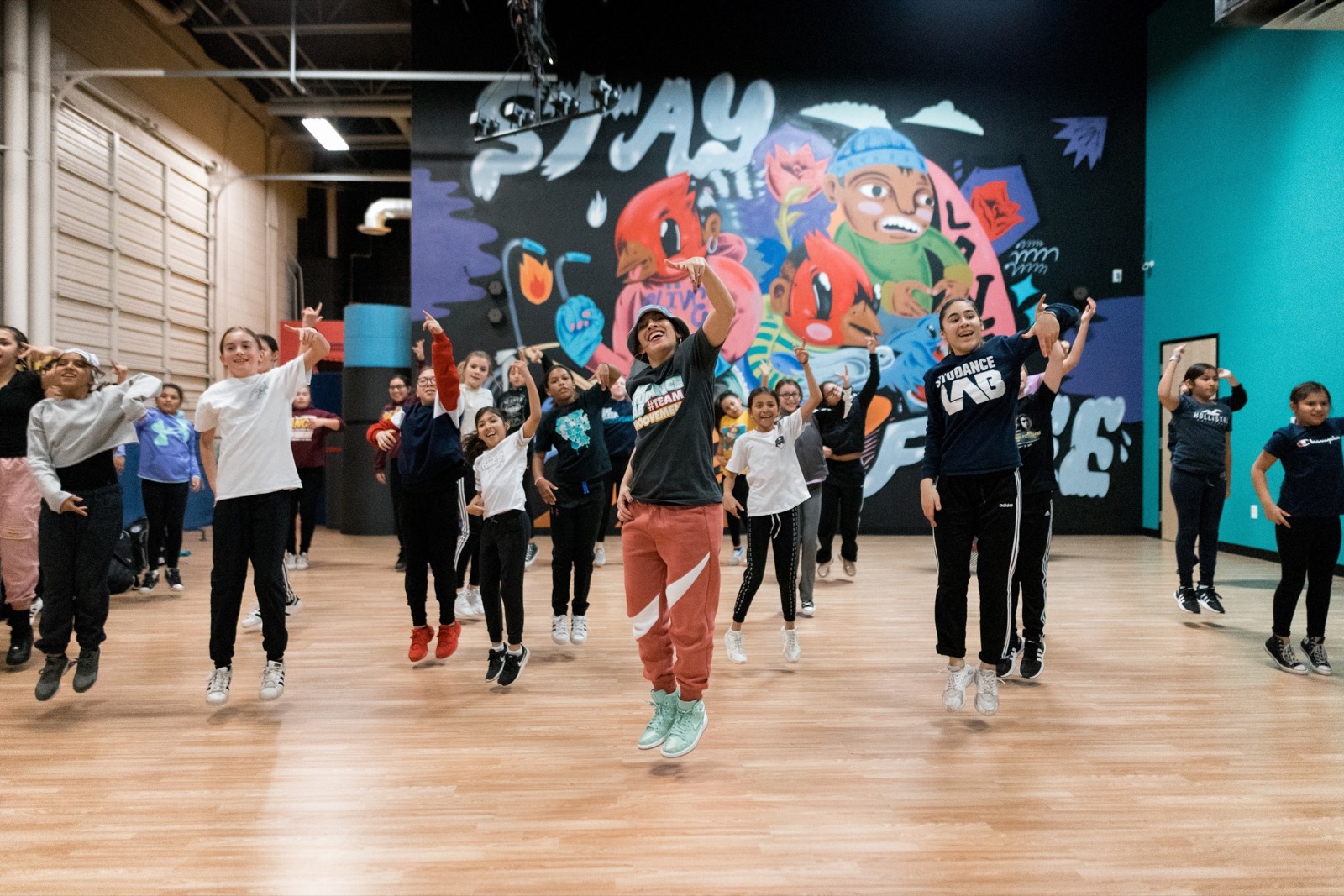Dancers training together inside The Studance Lab studio