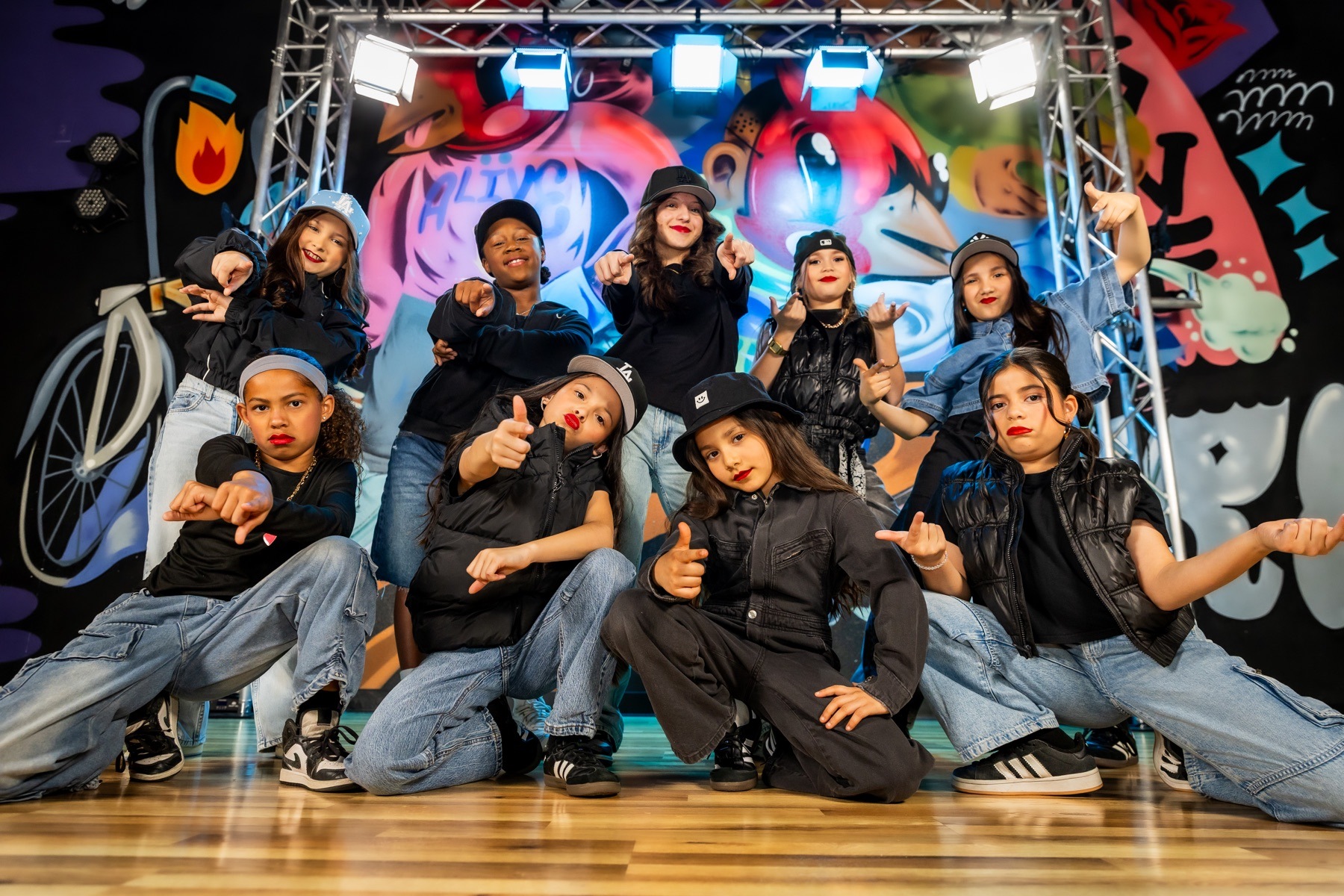 Studance Lab Hip Hop Crew dancers posing together in the studio